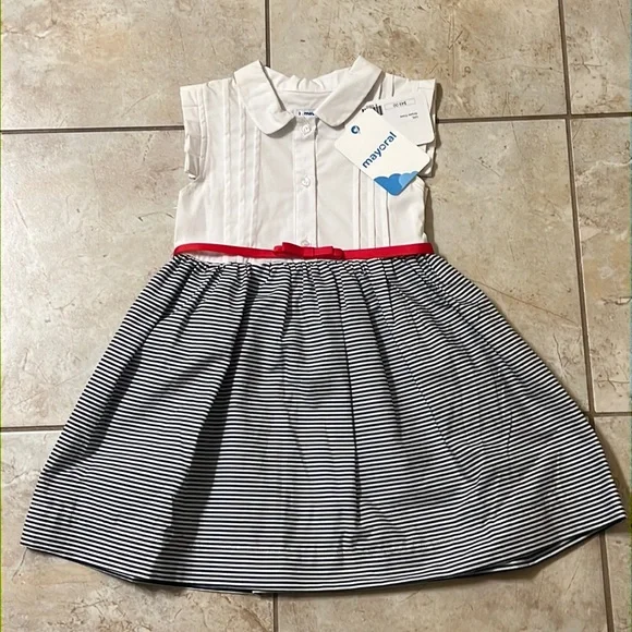 NWT Mayoral Girl’s Striped Dress. - Picture 1 of 6